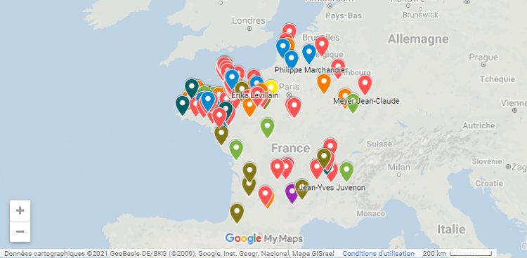 Cartographie des élevages touchés par les champs EM lignes THT en France et en Belgique