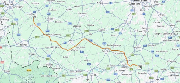 Trac&eacute; de la Boucle du Hainaut - Carte Google Maps